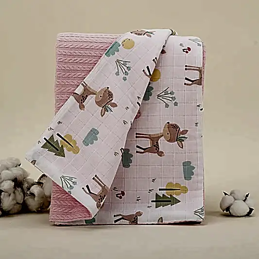 Pike Battaniye - Çift Taraflı - Koyu Pembe Örgü - Ceylan