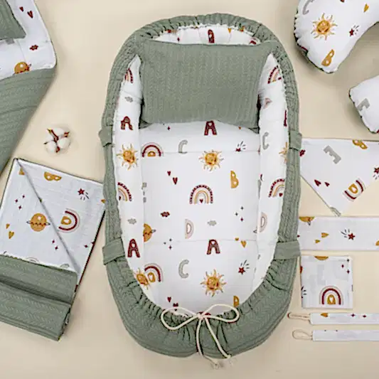 18 Parça Full Set - Çift Taraflı - Koyu Yeşil Örgü - Galaksi ve Harfler