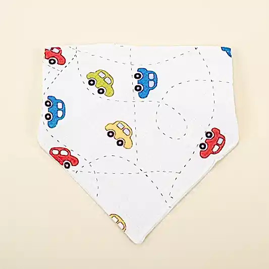 Önlük ve Mendil Seti - Tek Taraflı - Renkli Arabalar