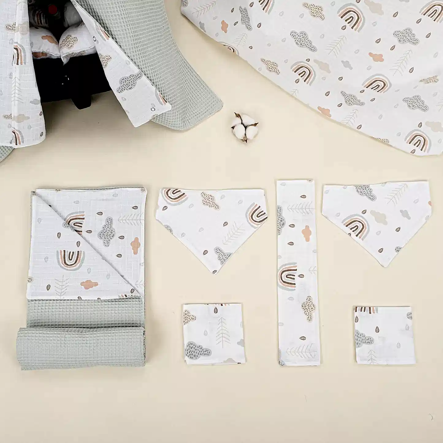 9 Parça Avantajlı Set - Çift Taraflı - Açık Yeşil Petek - Yeşil Gökkuşağı