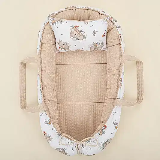 Babynest ve Yastık - Çift Taraflı - Sütlü Kahve Örgü - Koala